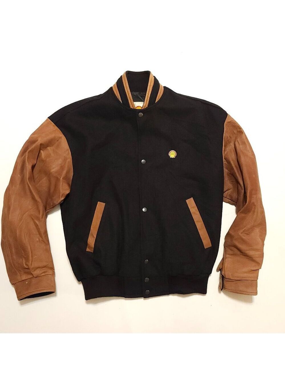 VINTAGE Shell Gasoline Bomber Jacket Men's Medium Leather